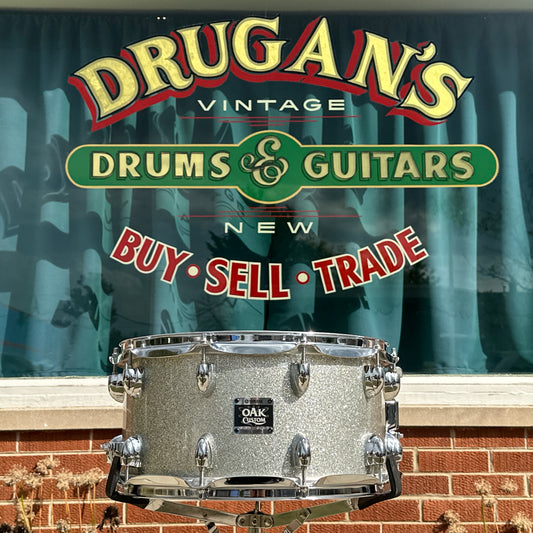2007 Yamaha Oak Custom 7x14 Snare Drum Silver Sparkle MIJ NSD087A