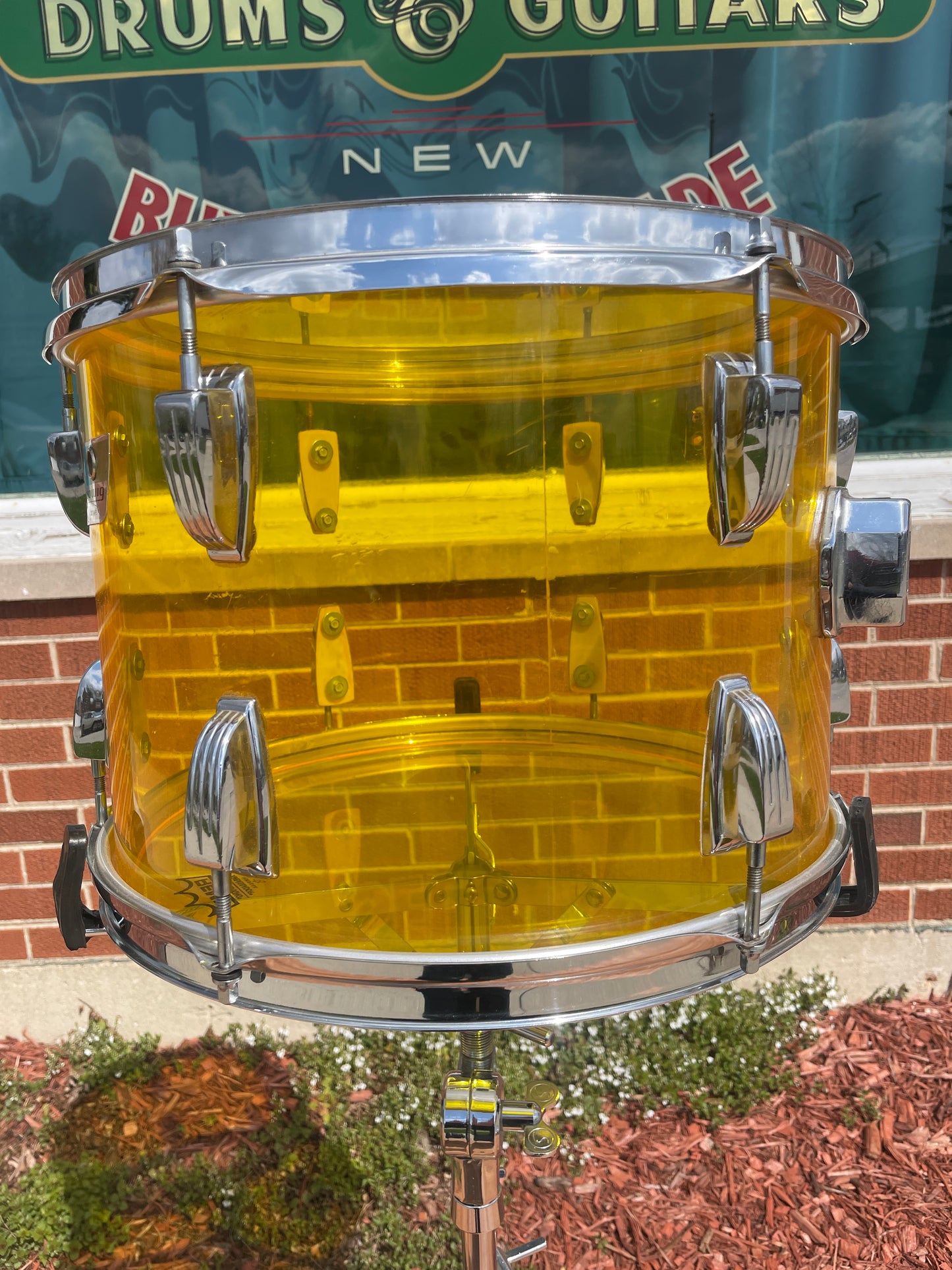 1970s Ludwig Vistalite 10x14 Tom Drum Yellow
