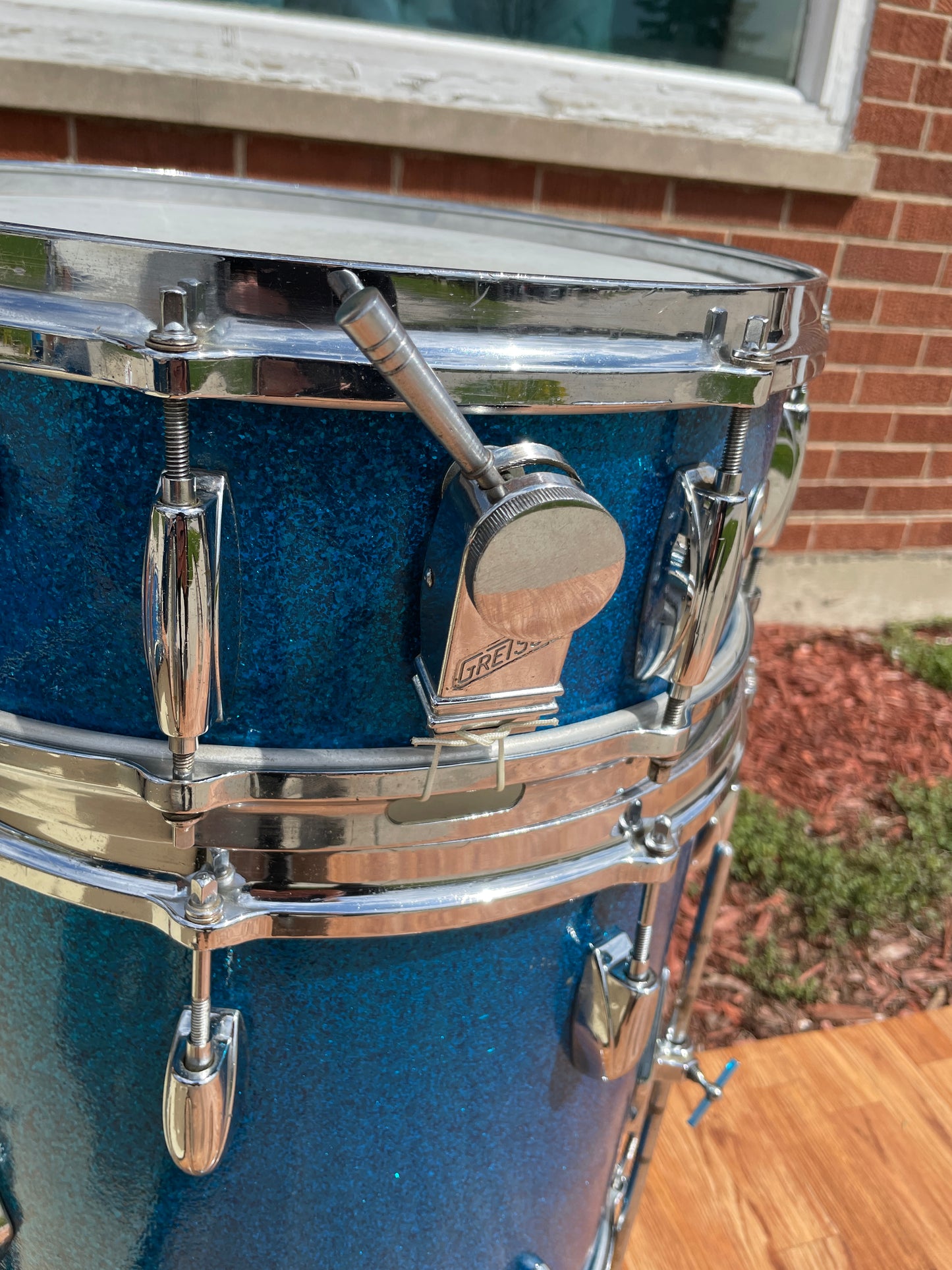 1960s Gretsch Progressive Jazz Drum Set Blue Sparkle 20/12/14/5.5x14