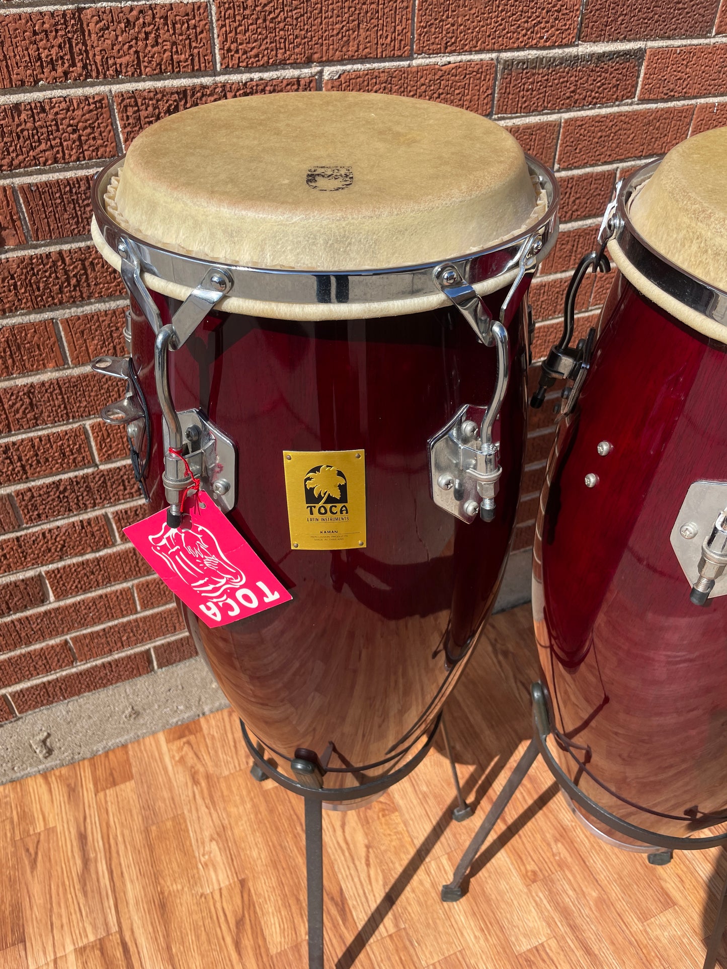 Toca Wood Conga Set of 3 w/ Stands - Requinto, Quinto, & Tumba