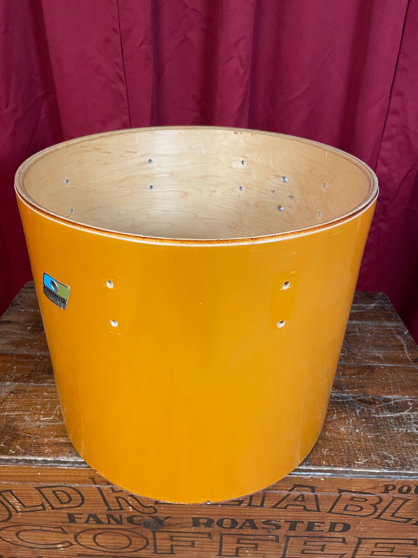 1980s Ludwig 14x16 Concert Tom Drum Shell Gold Silk 6-Ply #1