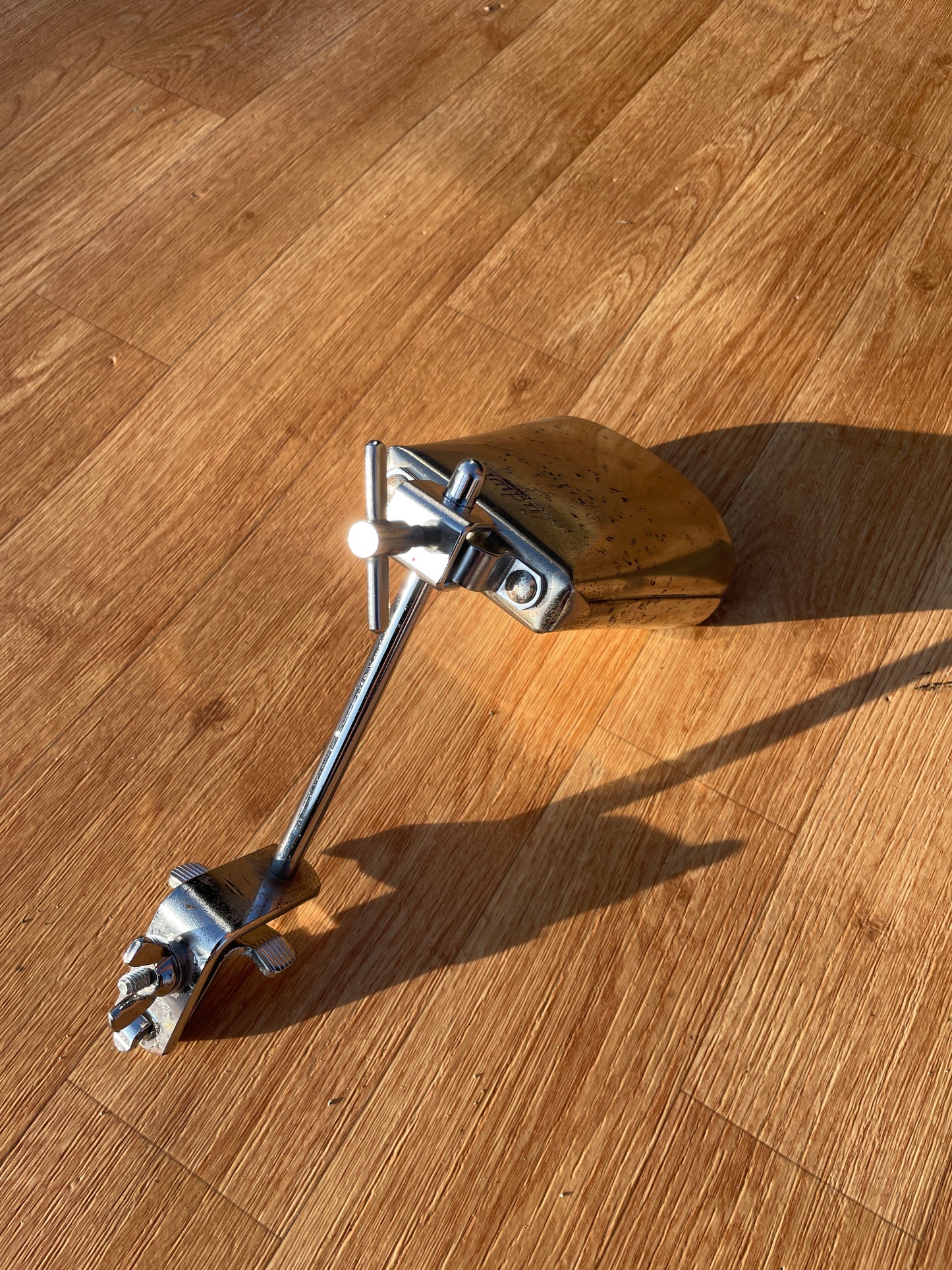 Vintage 1960s Ludwig No. 129 Script Logo 5" Cowbell w/ No. 133 Cowbell Holder