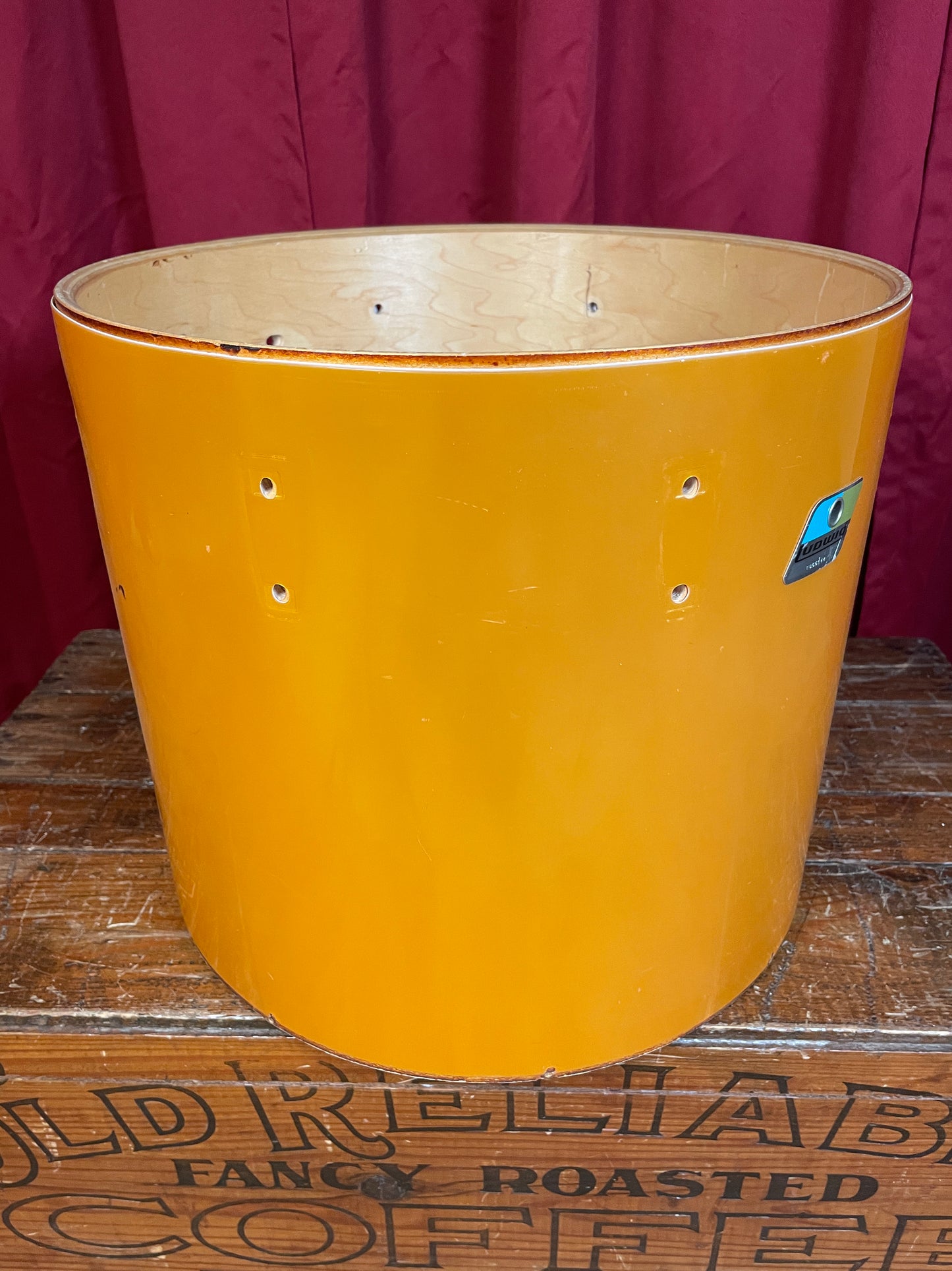 1980s Ludwig 14x16 Concert Tom Drum Shell Gold Silk 6-Ply #1