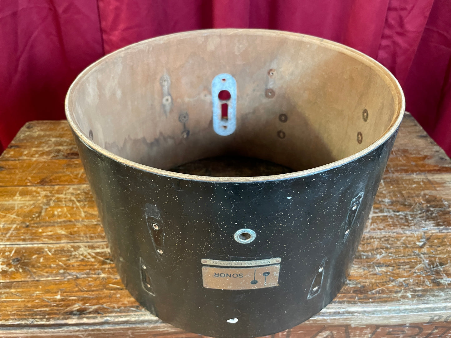 1971 Sonor Teardrop 8x12 Tom Shell Black Silver Speckle 30cm