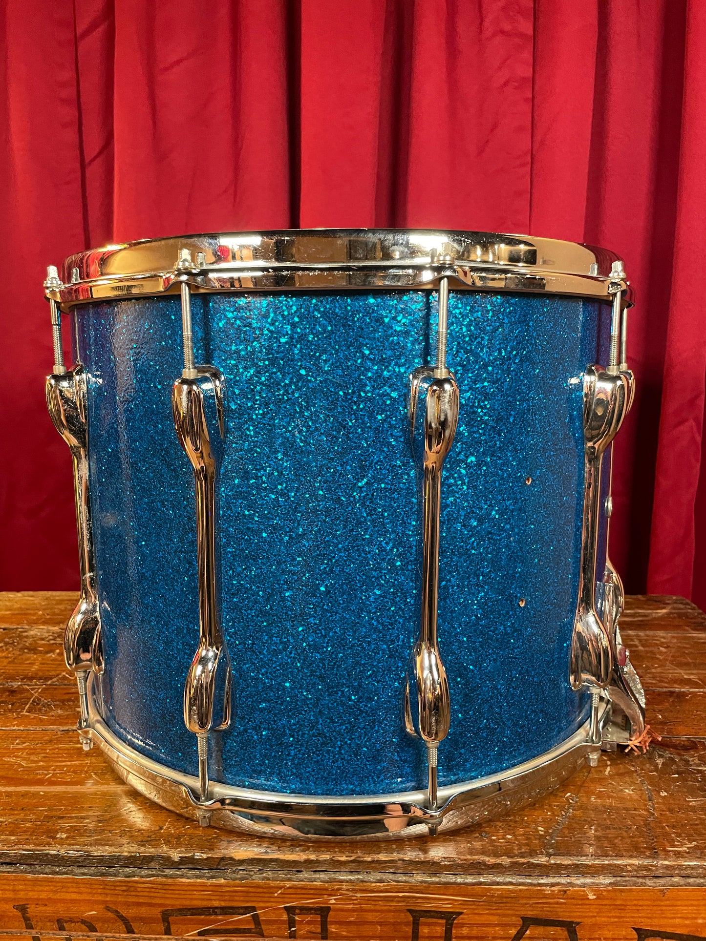 1970s Slingerland 12x15 Marching Snare Drum Blue Sparkle