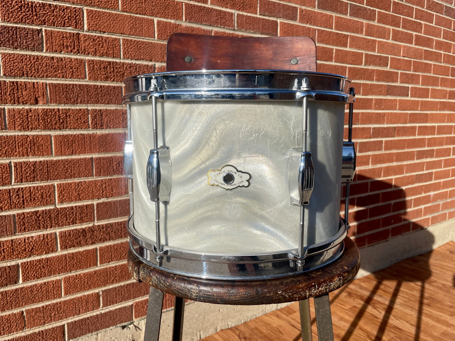 1960s Camco 8x12 Tom Drum White Moire / Satin Flame