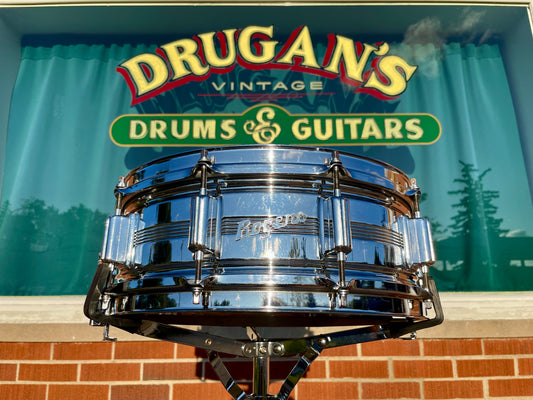 1960s Rogers 5x14 Dynasonic 5-Line Snare Drum Chrome Over Brass Dyna-Sonic COB