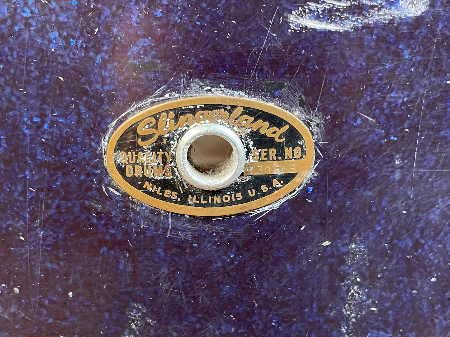 1960s Slingerland 9x13 Tom Shell Dark Sparkling Blue Pearl