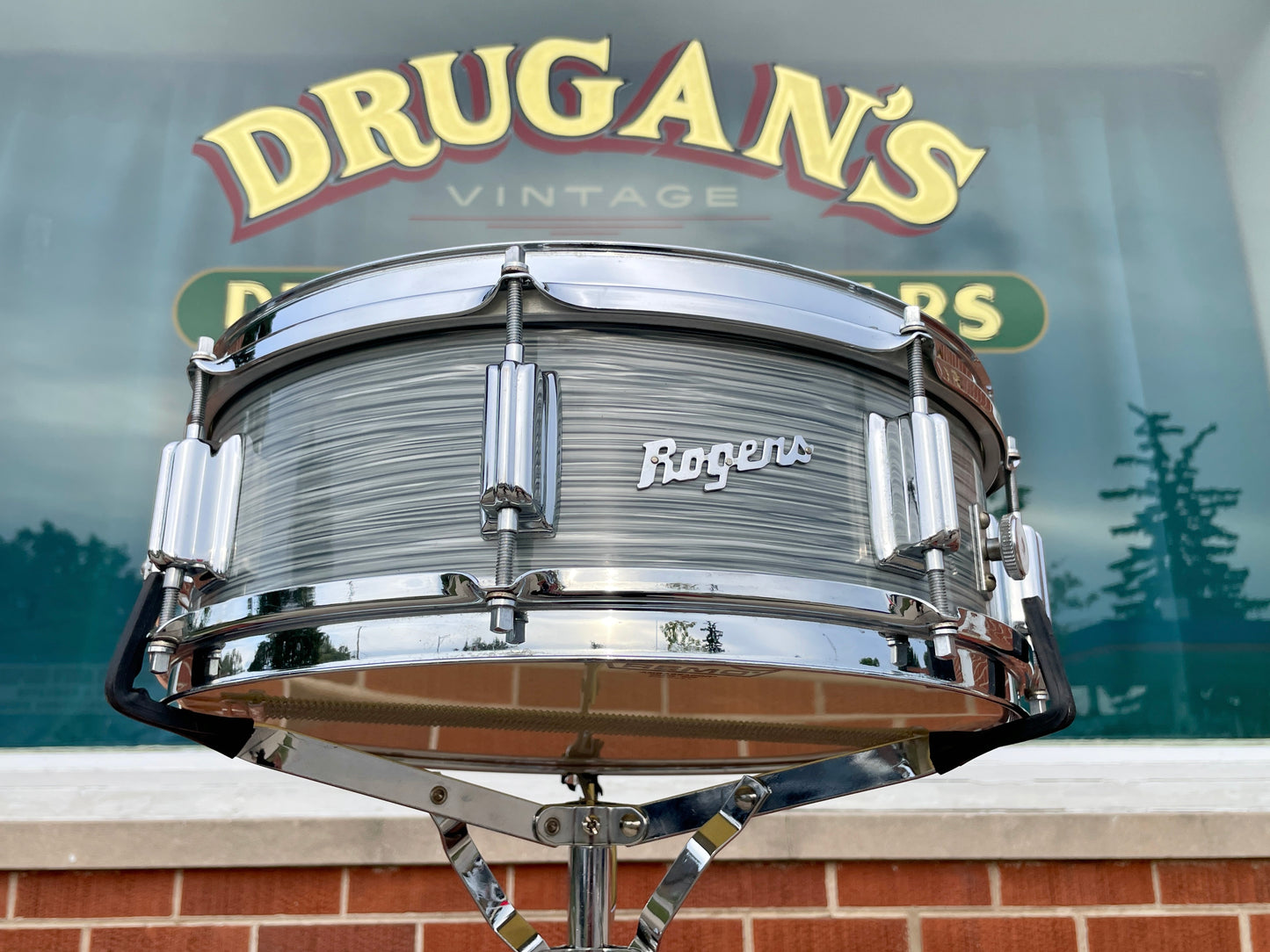 1960s Rogers Powertone 5x14 Steel Gray Ripple Pearl Cleveland