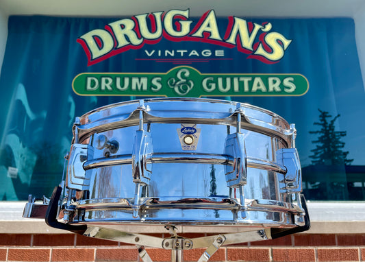 1958-1959 Ludwig 5x14 No. 410 Super Sensitive Snare Drum Trans Badge COB Supraphonic