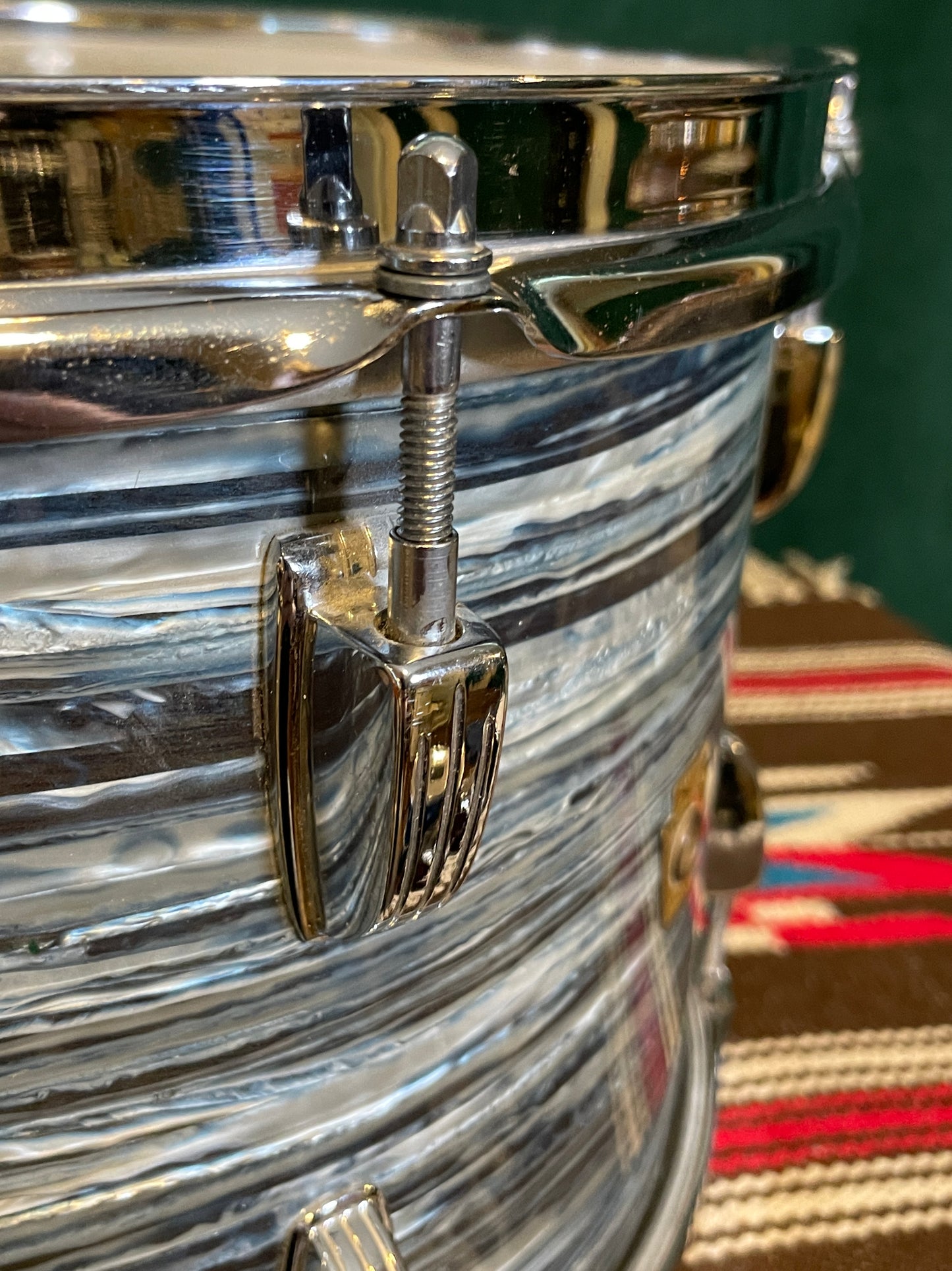 1968 Ludwig 8x12 Tom Drum Oyster Blue Pearl Down Beat