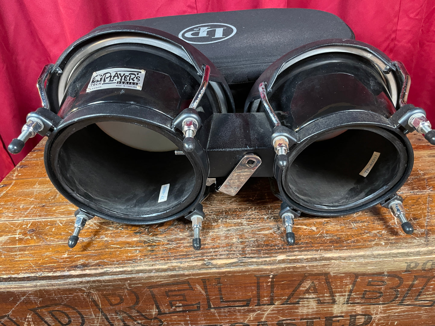 Toca 7 & 8-1/2" Players Series Fiberglass Bongos Black w/ LP Carrying Bag 4070BK