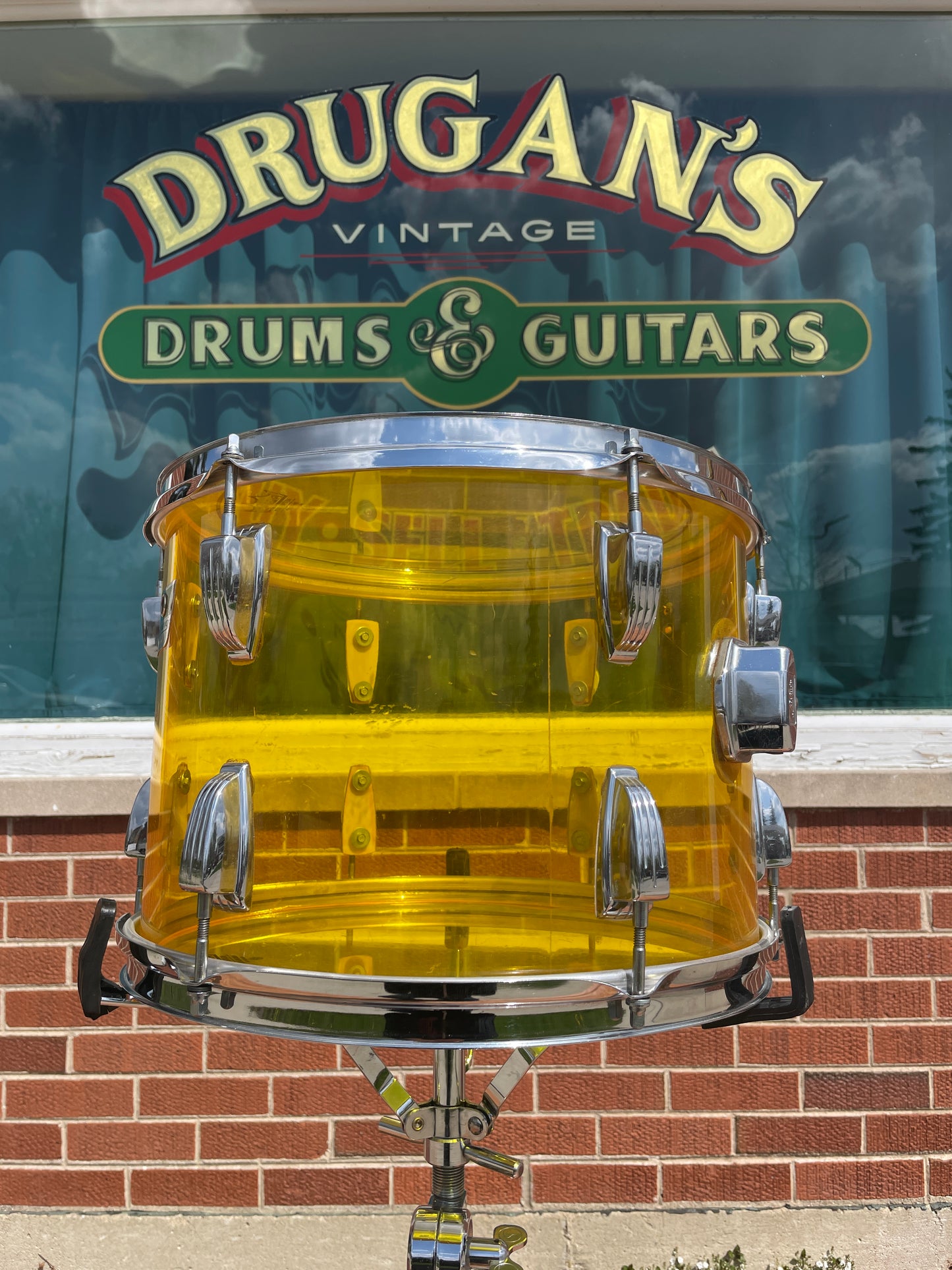 1970s Ludwig Vistalite 10x14 Tom Drum Yellow