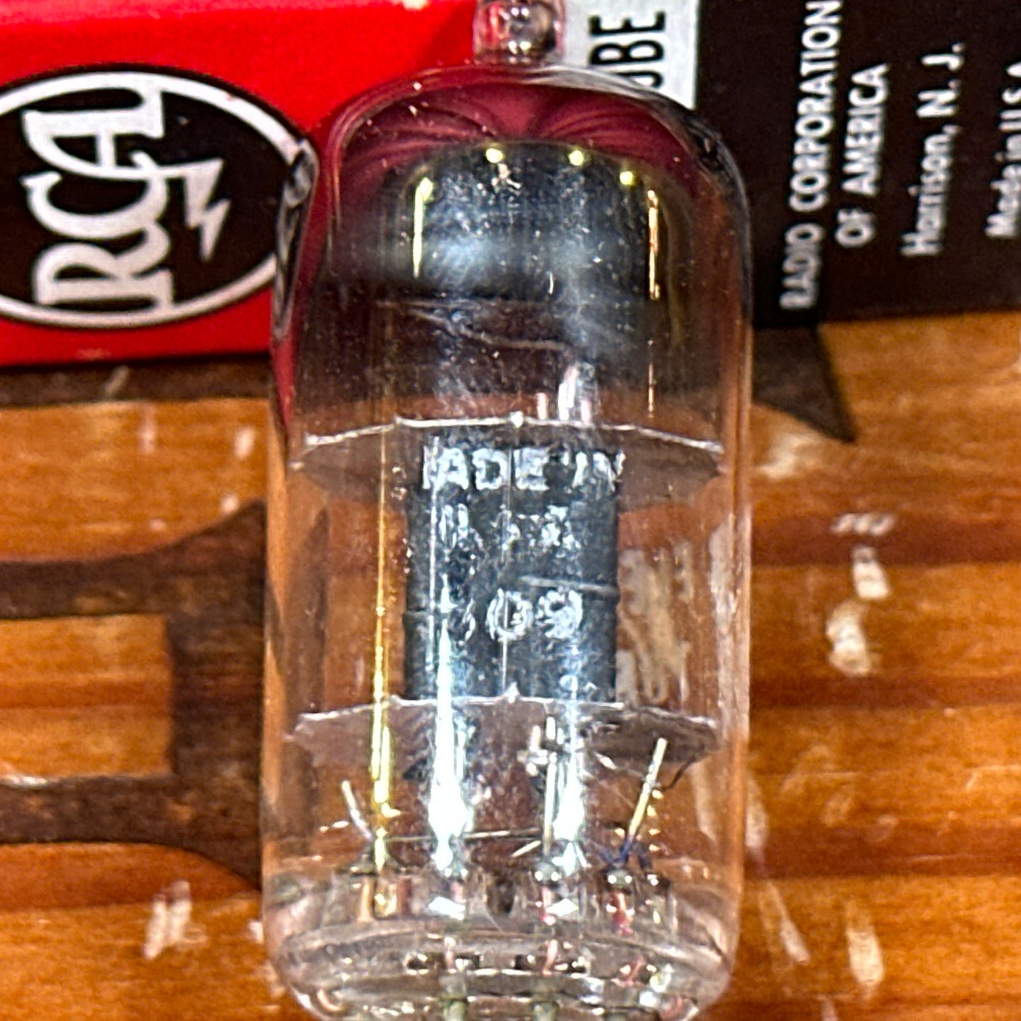 Vintage RCA 12AT7 Preamp Tube Black Plate ECC81 Valve Square Getter NOS #255