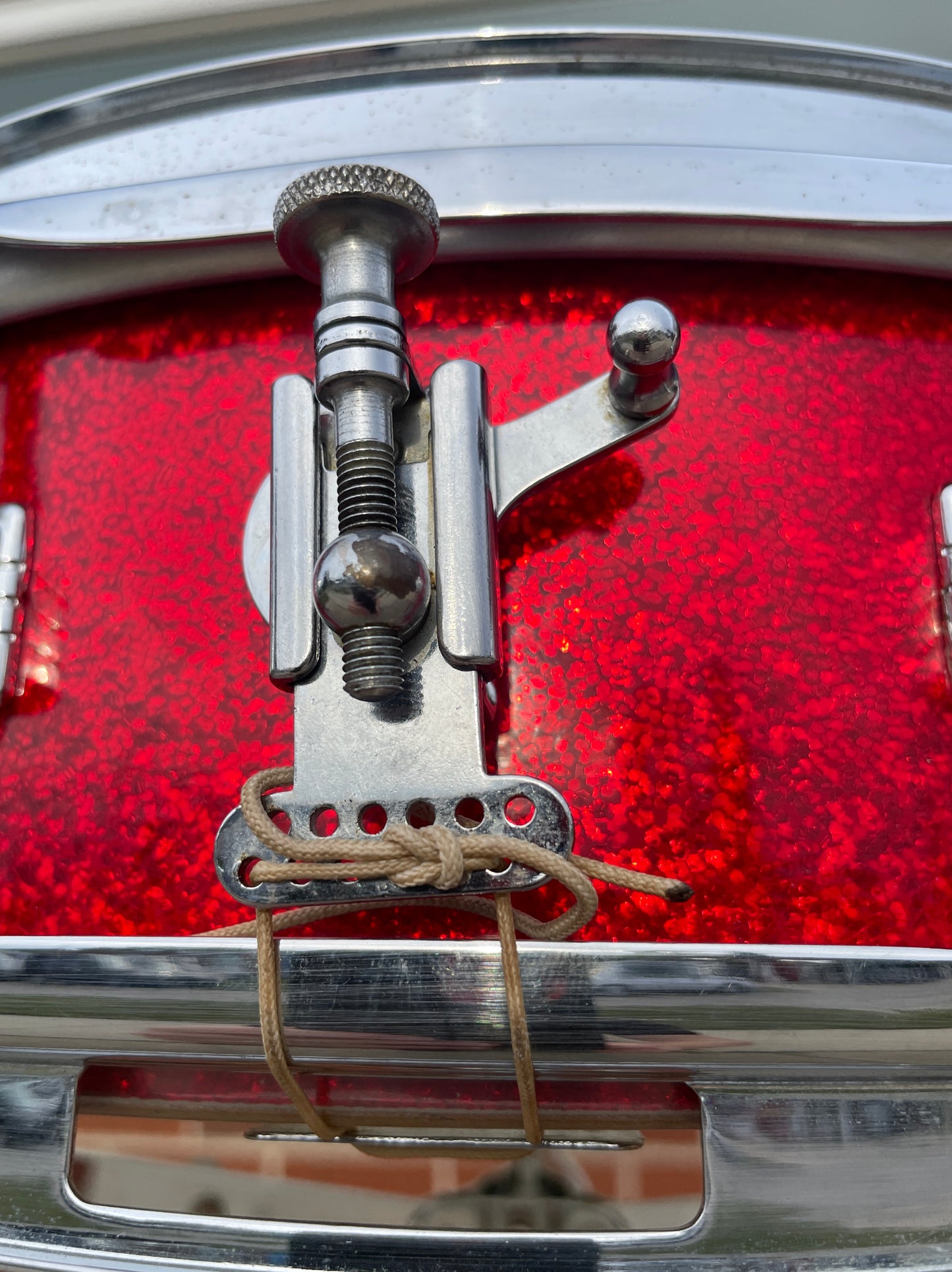 1965 Ludwig Downbeat 4x14 Snare Drum Red Sparkle