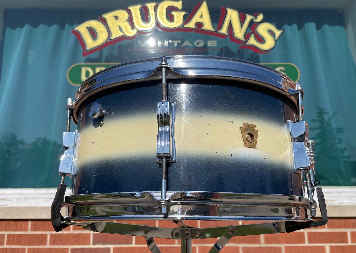1961 Ludwig 6.5x14 Auditorium Snare Drum Blue/White Duco COB