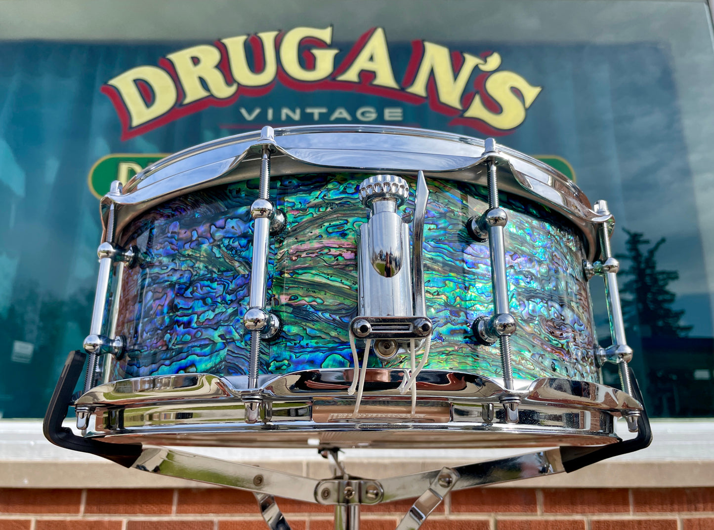 C&C Drum Company Custom 6+6 Maple 5.5x14 Snare Drum Black Paua Abalone *Video Demo*