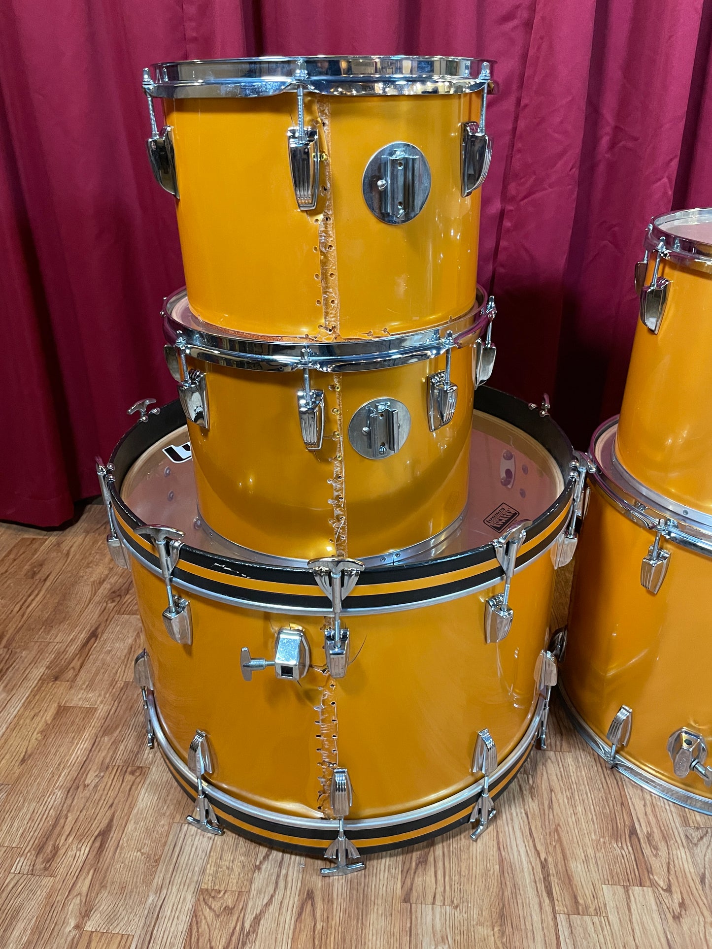 1979 Ludwig Concert Tom Drum Set Gold Silk 24/13/14/15/18