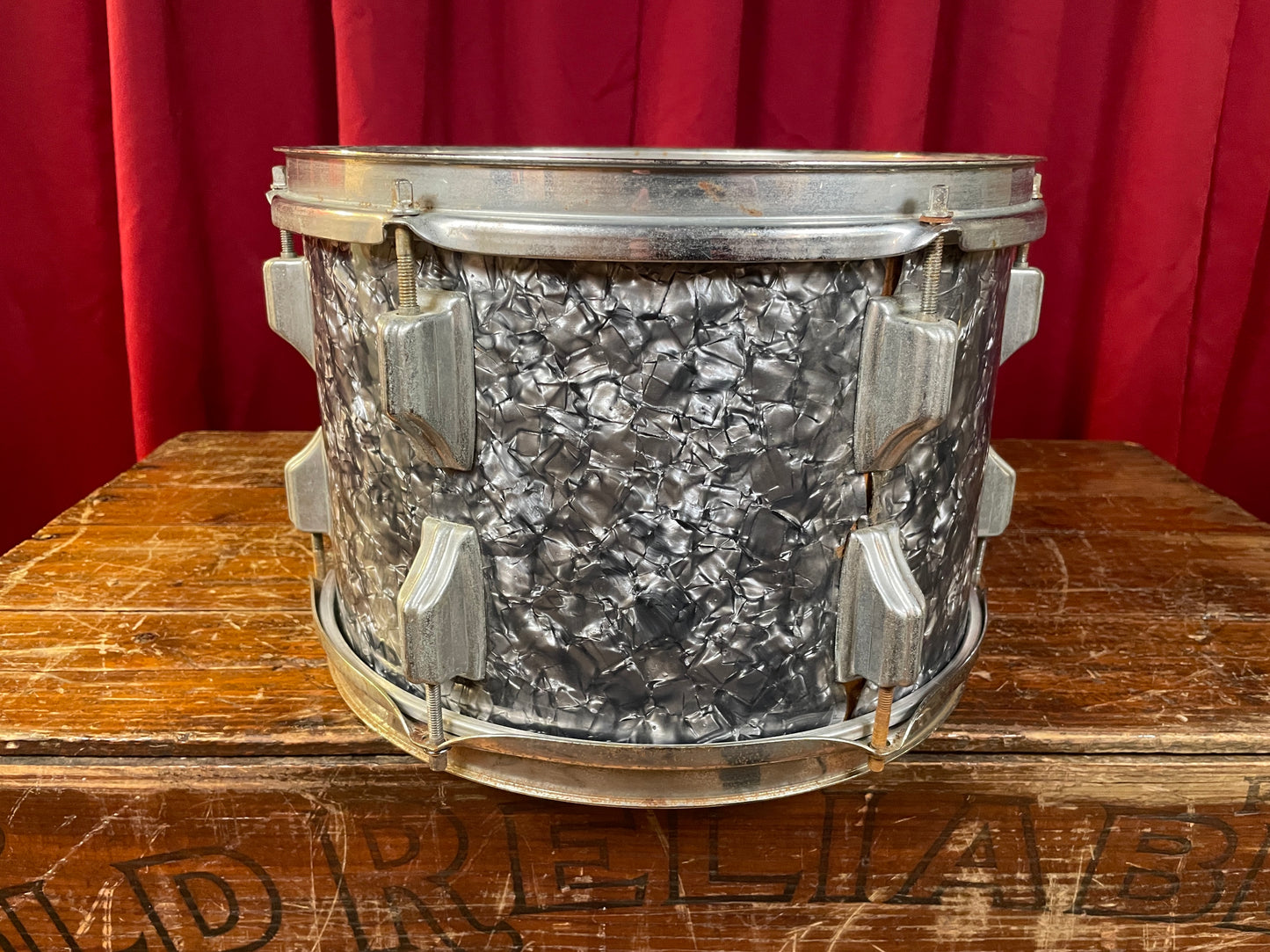 1960s Rogers Holiday 8x12 Tom Single Black Diamond Pearl Rewrap Cleveland