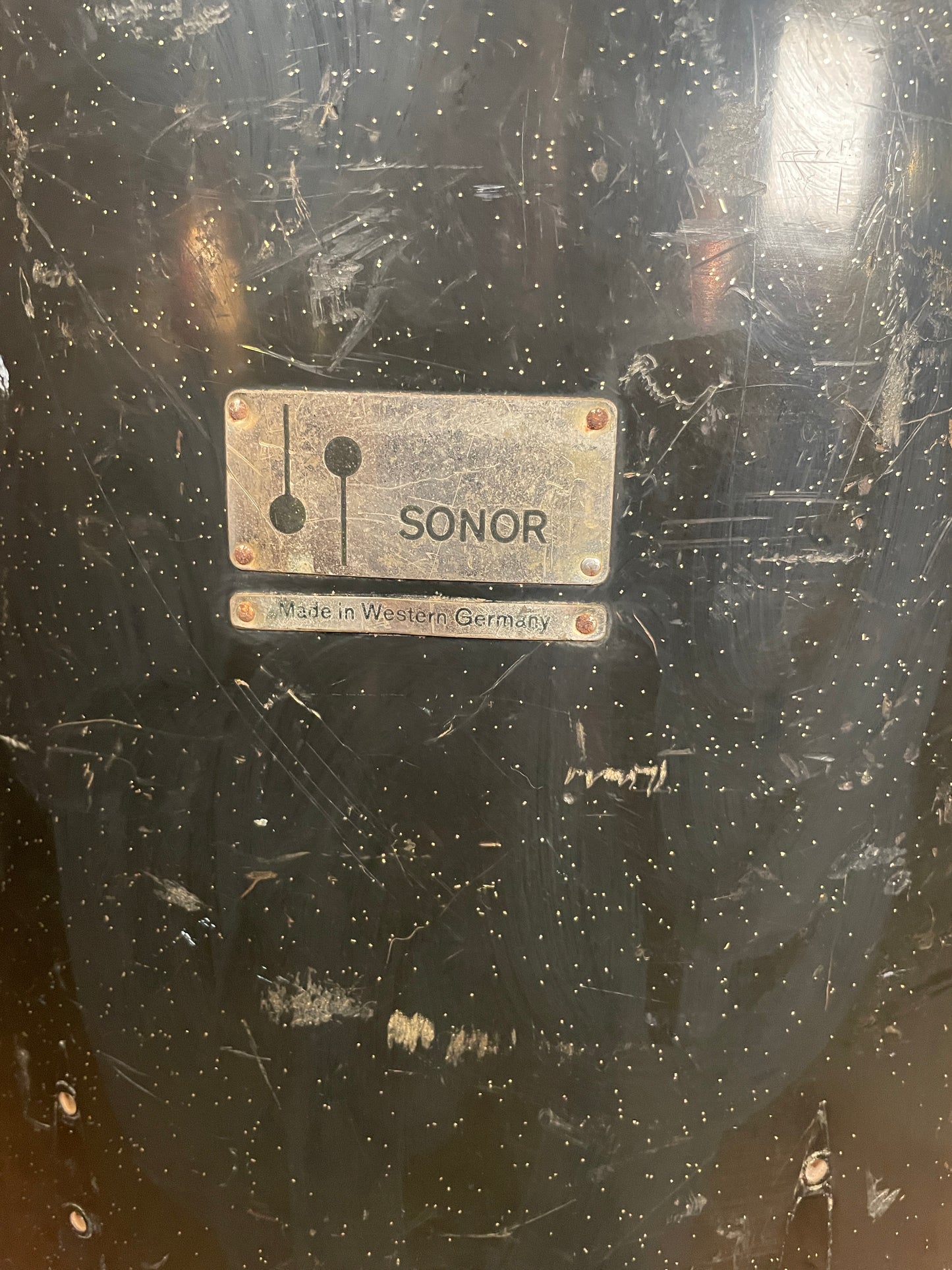 1971 Sonor Teardrop 16x16 Floor Tom Shell Black Silver Speckle 40cm