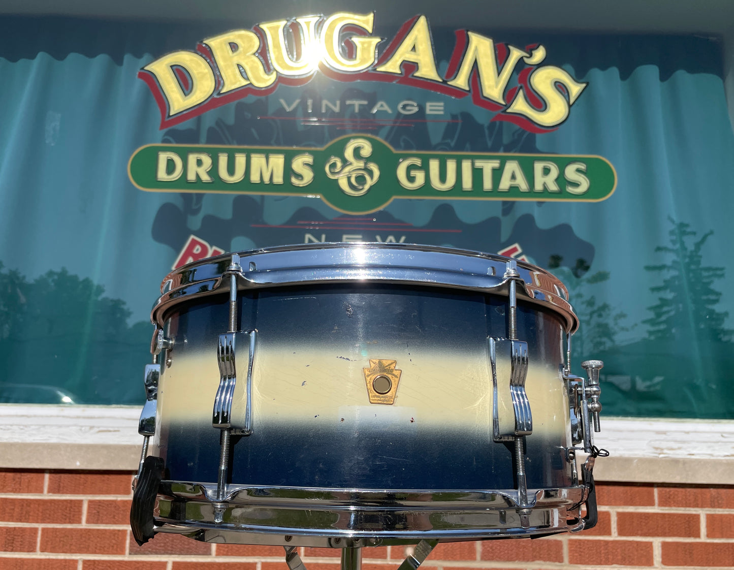 1961 Ludwig 6.5x14 Auditorium Snare Drum Blue/White Duco COB