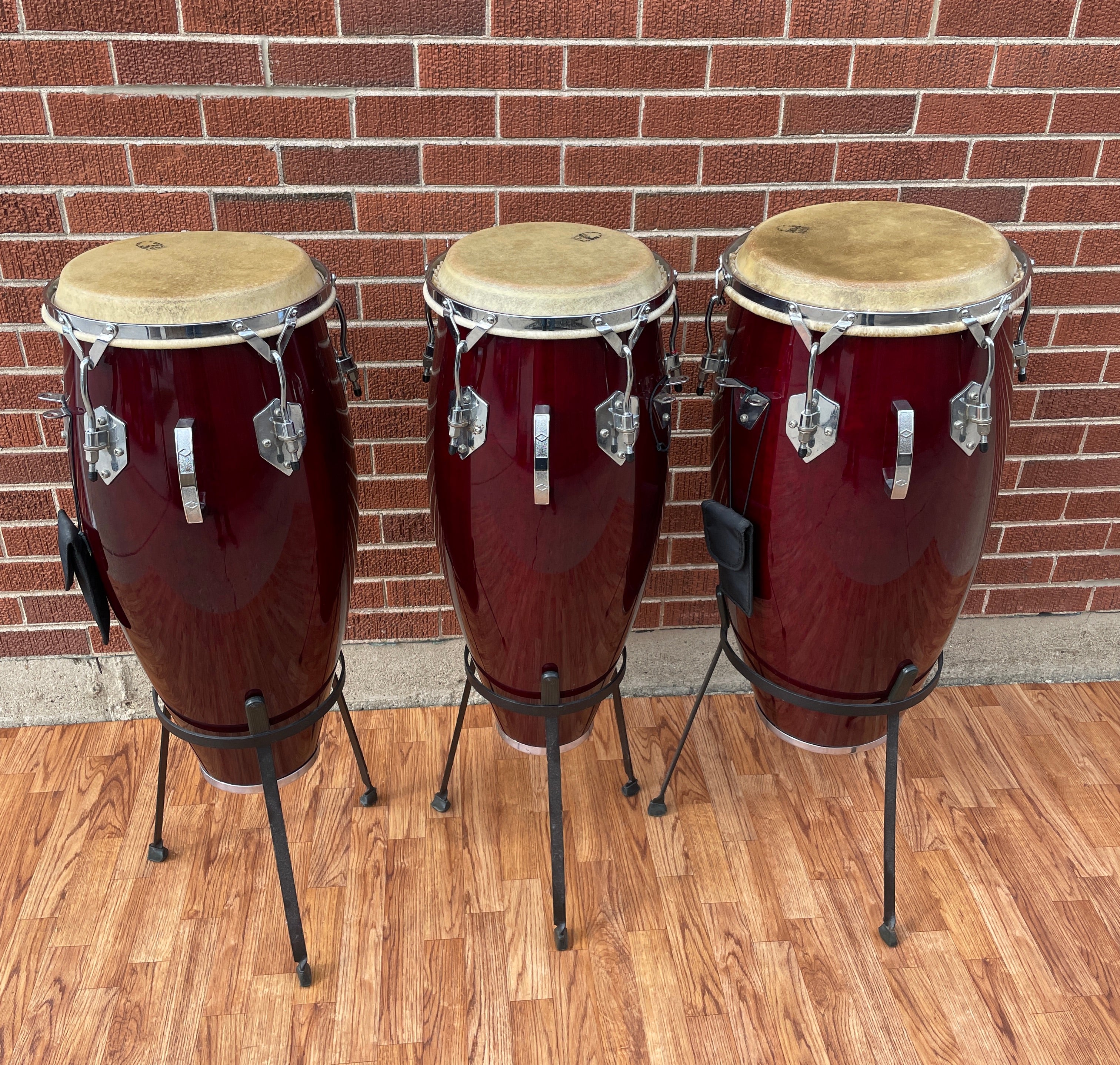 Toca Wood Conga Set of 3 w/ Stands - Requinto, Quinto