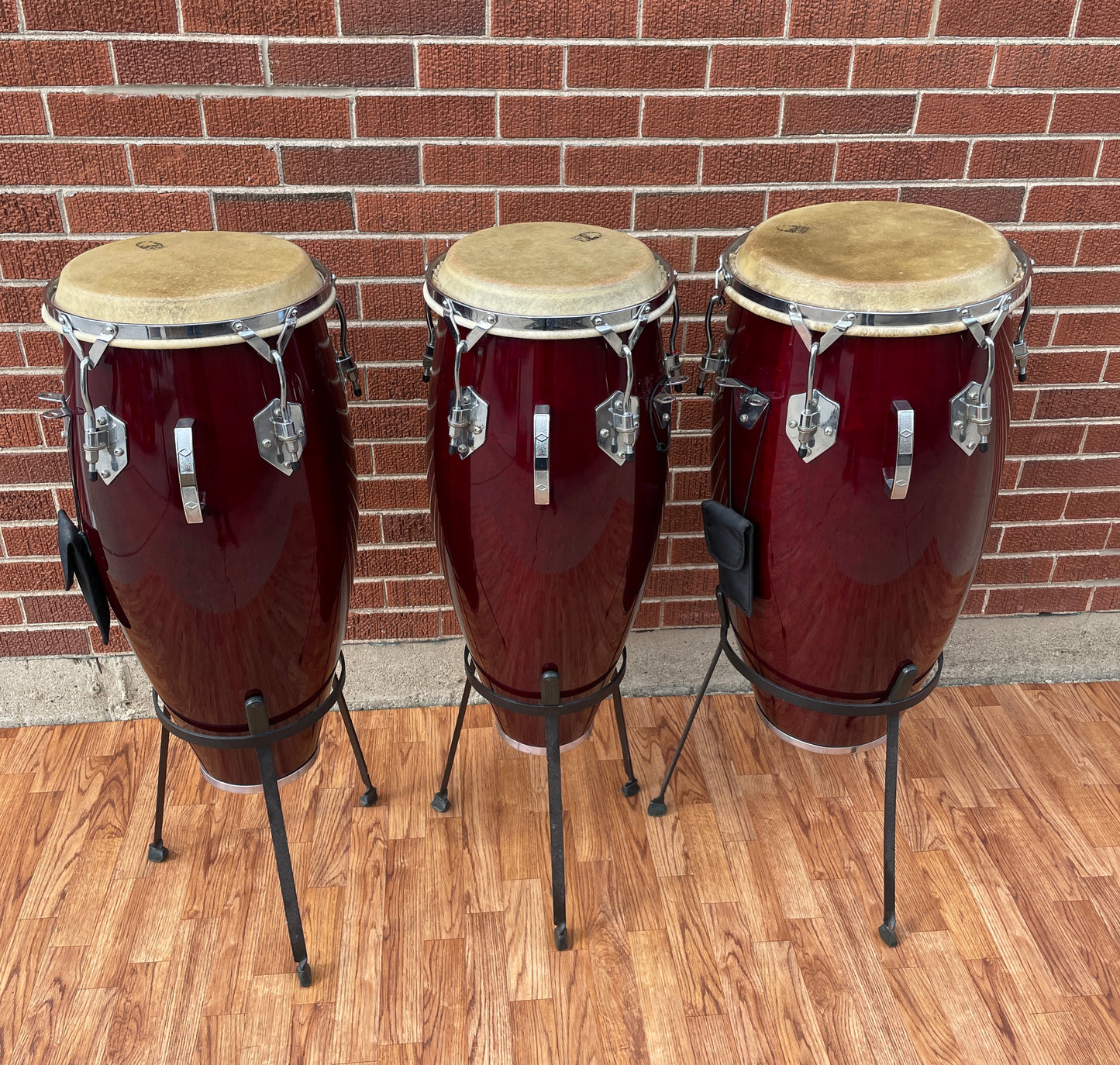 Toca Wood Conga Set of 3 w/ Stands - Requinto, Quinto, & Tumba
