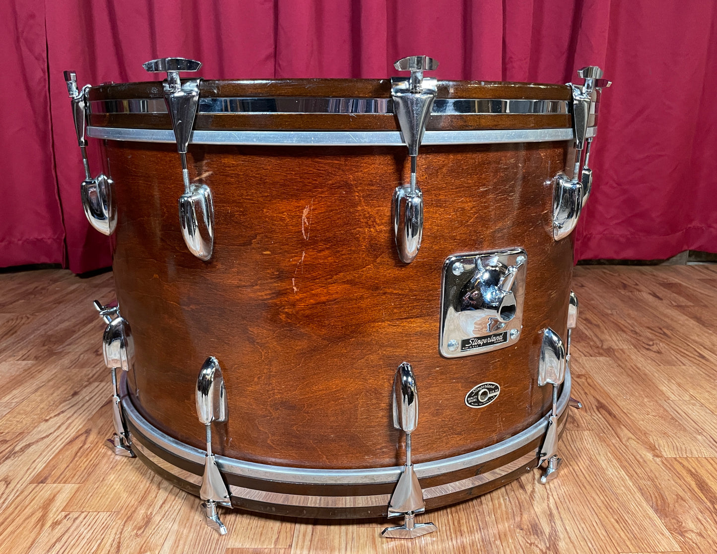 1970s Slingerland 14x24 Sound King Bass Drum Walnut 3 Ply