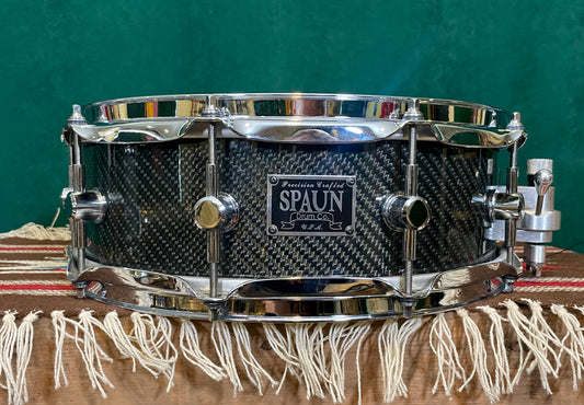 Spaun 5x14 Carbon Fiber Snare Drum w/ Trick GS007 Multi-Step Throw-Off