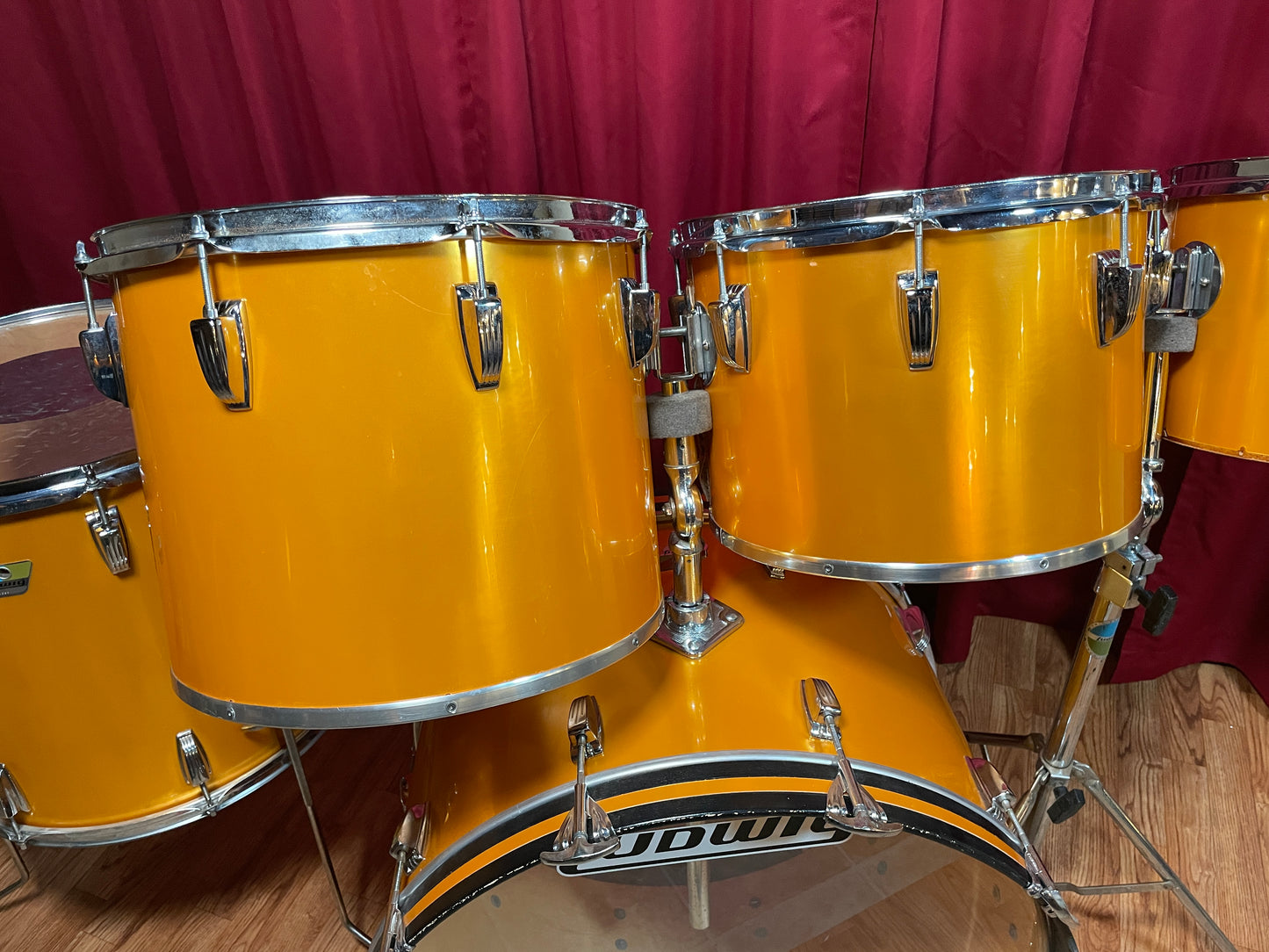 1979 Ludwig Concert Tom Drum Set Gold Silk 24/13/14/15/18