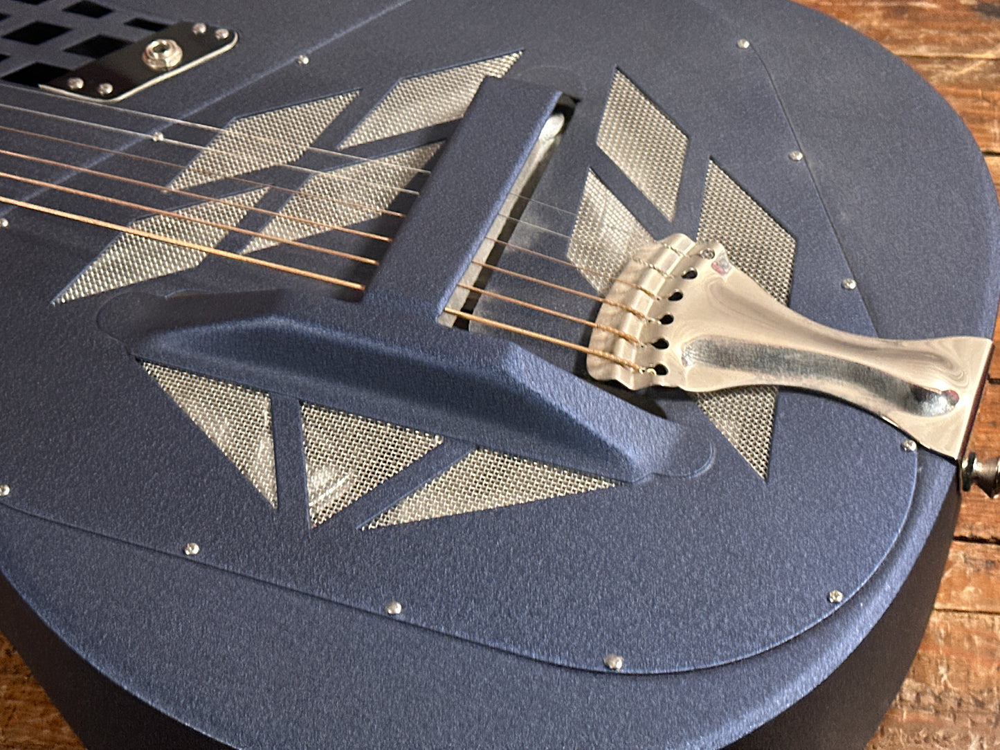 National Reso-Phonic Polychrome Tricone Baritone Resonator Guitar Blue w/ OHSC