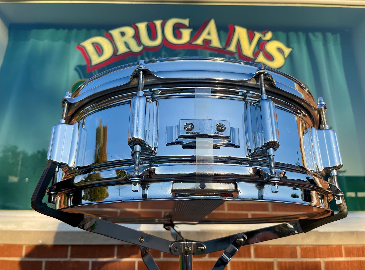 1970s Rogers SuperTen Script Logo 5x14 Snare Drum Steel No. 53-2514 Super Ten 10