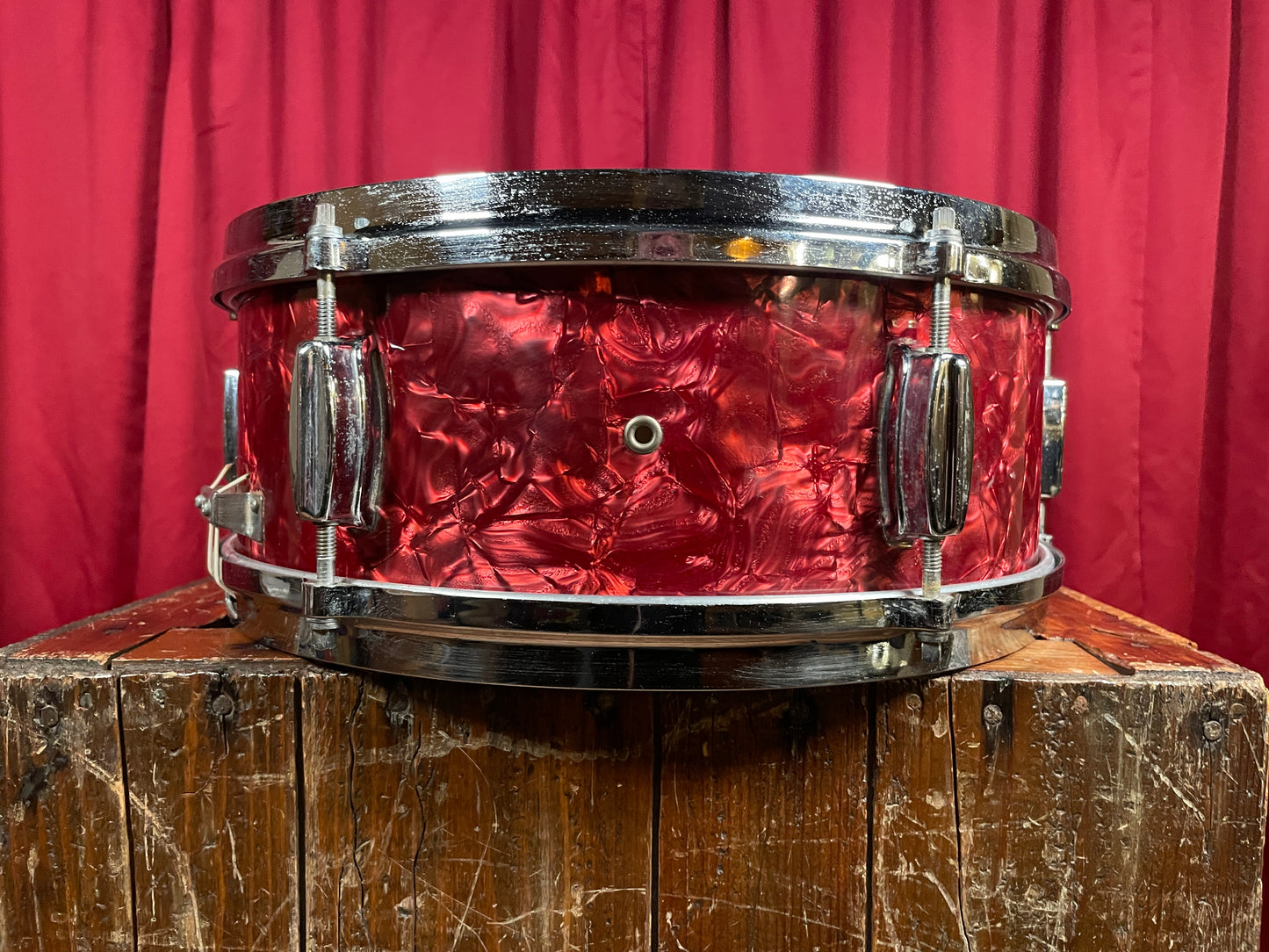 1960s Made in Japan 5.5x14 Snare Drum Red Pearl 6-Lug MIJ