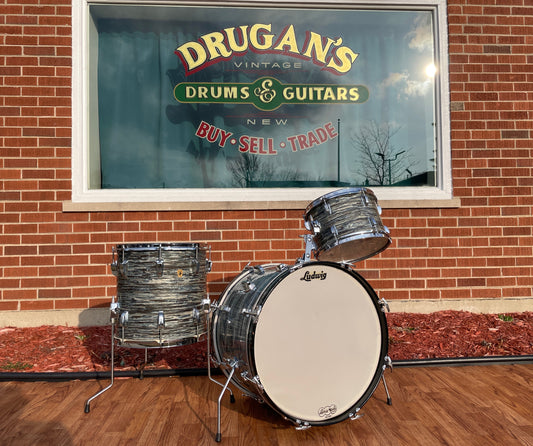 1965 Ludwig Downbeat Drum Set Oyster Blue Pearl 20/12/14 COB