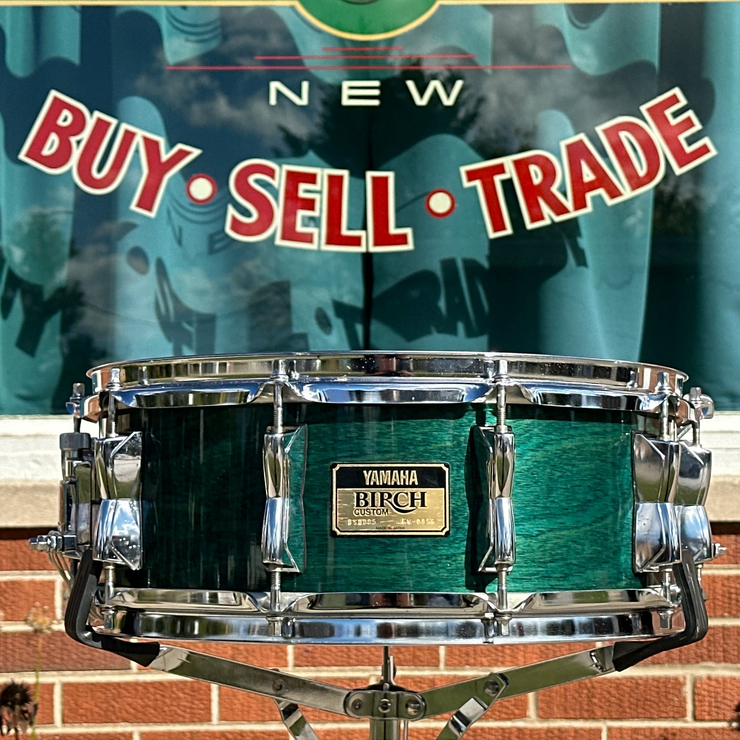 1994 Yamaha Birch Custom 5.5x14 Snare Drum Deep Aqua BSD-095 MIJ