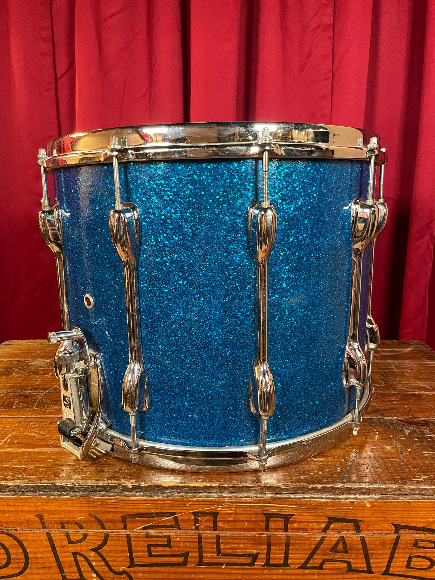 1970s Slingerland 12x15 Marching Snare Drum Blue Sparkle