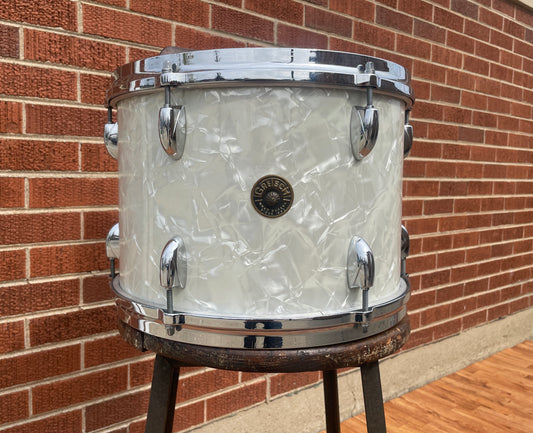 1960s Gretsch No. 4416 9x13 Tom Drum White Marine Pearl Round Badge