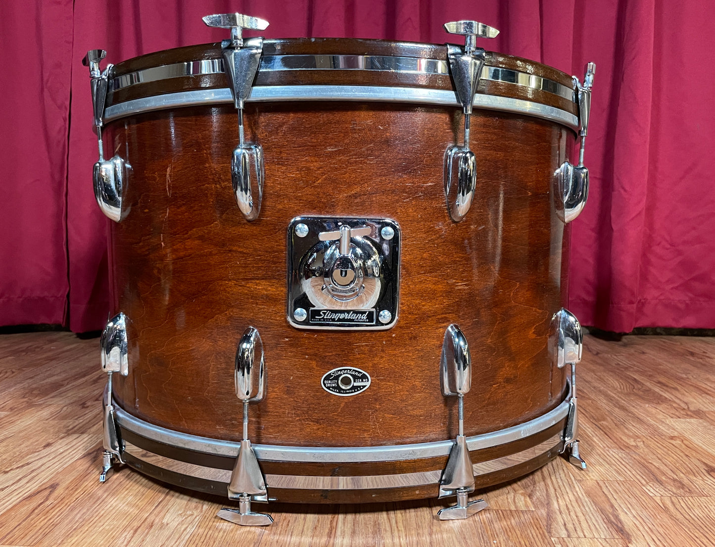 1970s Slingerland 14x24 Sound King Bass Drum Walnut 3 Ply