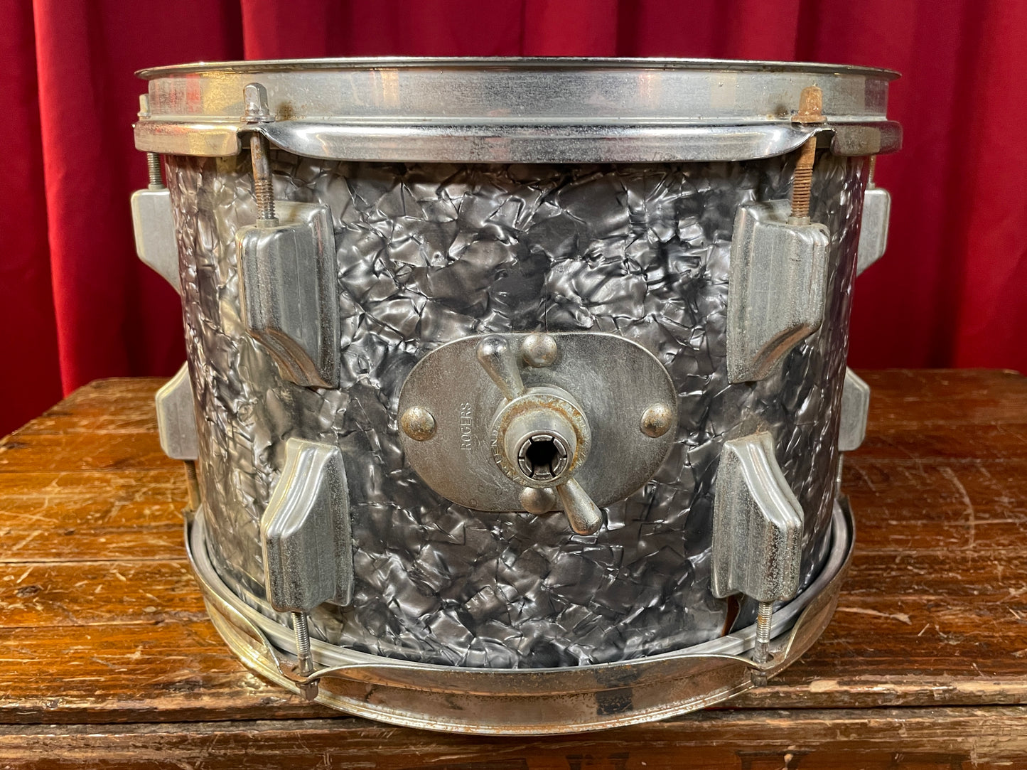 1960s Rogers Holiday 8x12 Tom Single Black Diamond Pearl Rewrap Cleveland