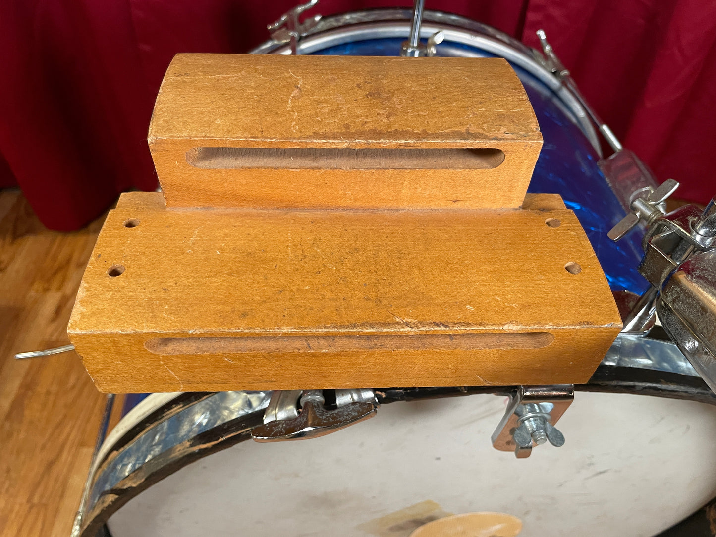 Vintage Duplex Cowbell and Tik-Tak 2-Step Wood Block Set w/ Mount