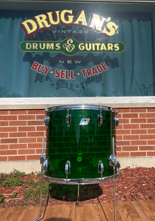 1970s Ludwig Vistalite 16x18 Floor Tom Drum Green