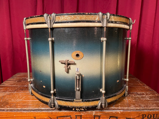 1932 Ludwig 12x17 Marching Snare Drum Blue / Silver Duco for Display or Project 17x12
