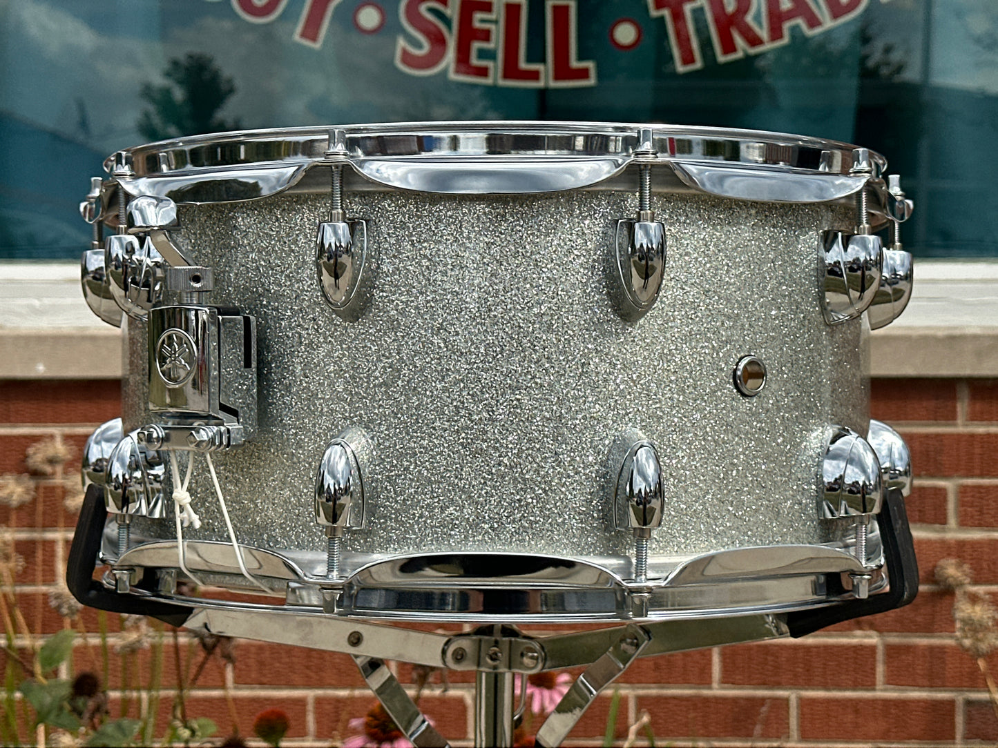 2007 Yamaha Oak Custom 7x14 Snare Drum Silver Sparkle MIJ NSD087A
