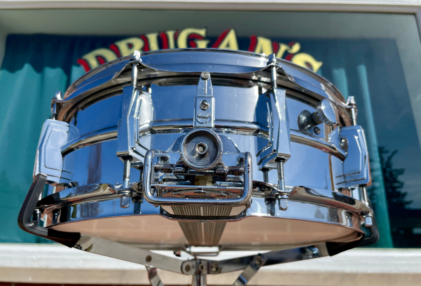 1970s Ludwig No. 410 Super Sensitive 5x14 Snare Drum Cut Badge Supraphonic