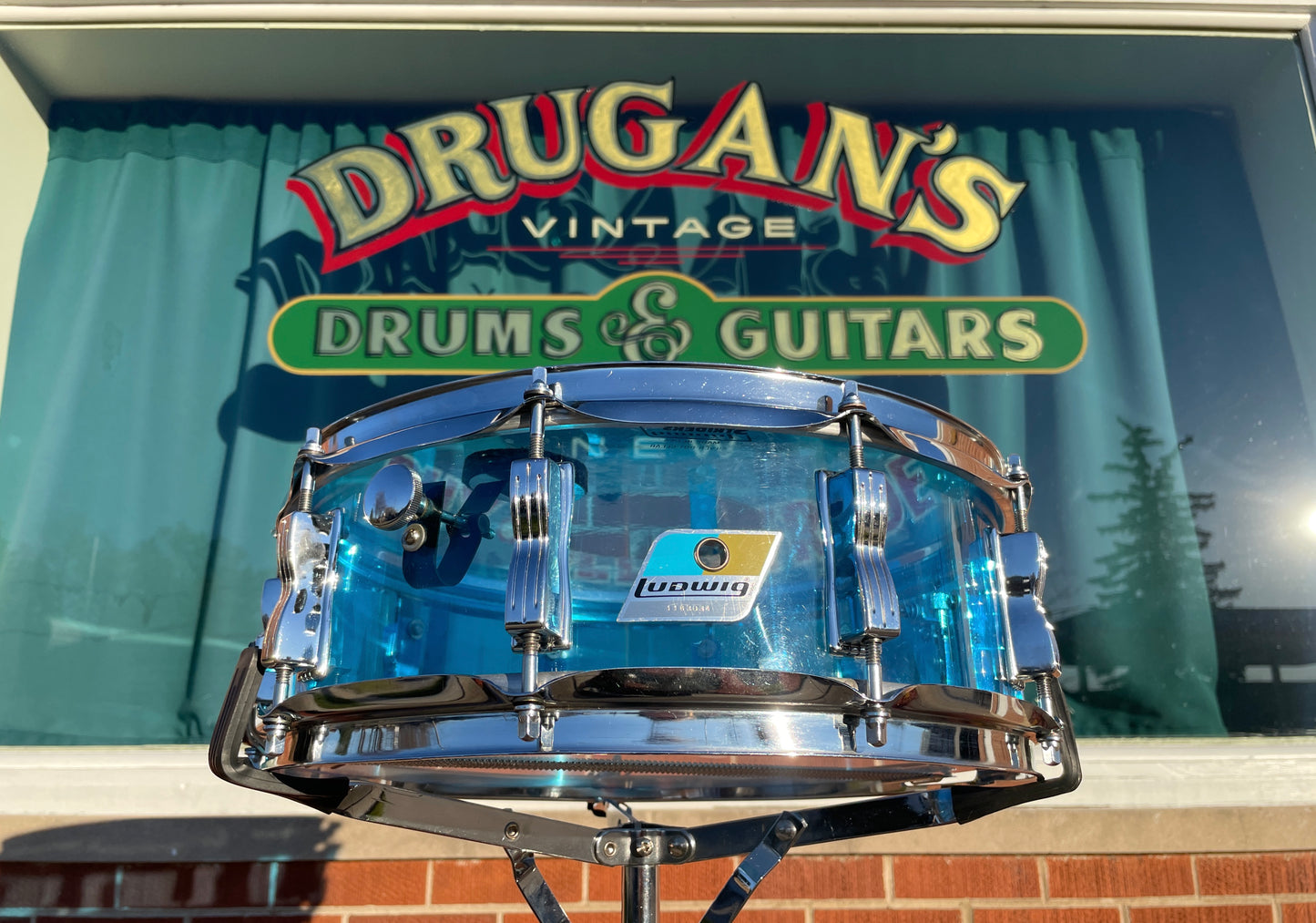 1970s Ludwig 5x14 Blue Vistalite Snare Drum
