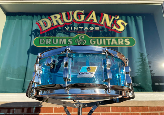 1970s Ludwig 5x14 Blue Vistalite Snare Drum