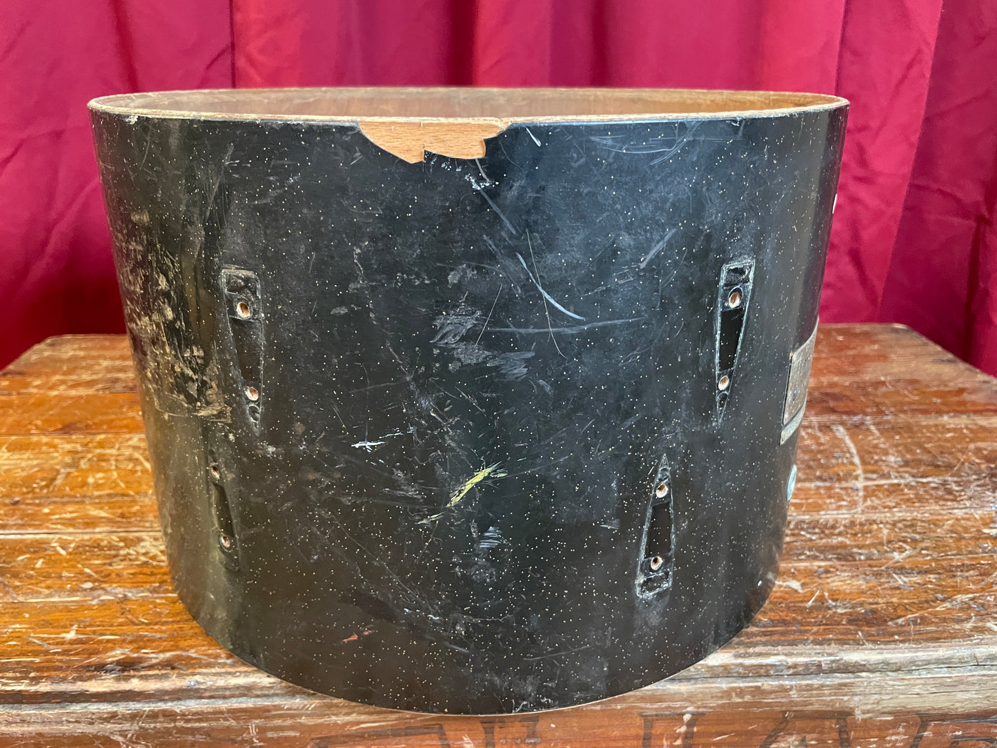 1971 Sonor Teardrop 8x12 Tom Shell Black Silver Speckle 30cm