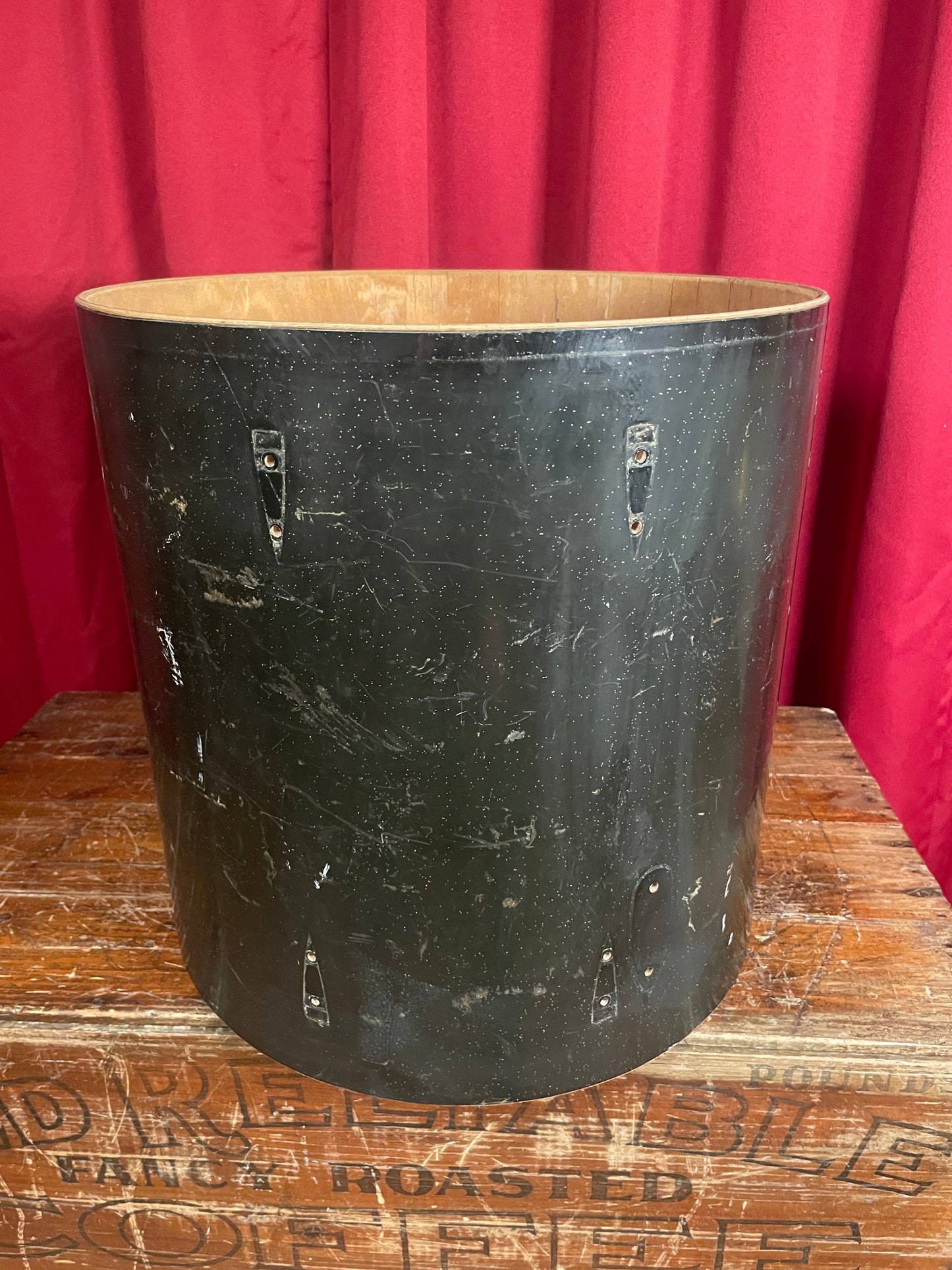 1971 Sonor Teardrop 16x16 Floor Tom Shell Black Silver Speckle 40cm