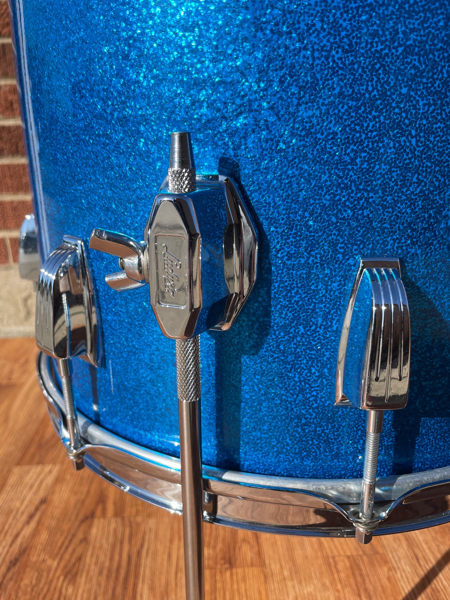 1965 Ludwig 14x14 Super Classic Down Beat Floor Tom Drum Blue Sparkle