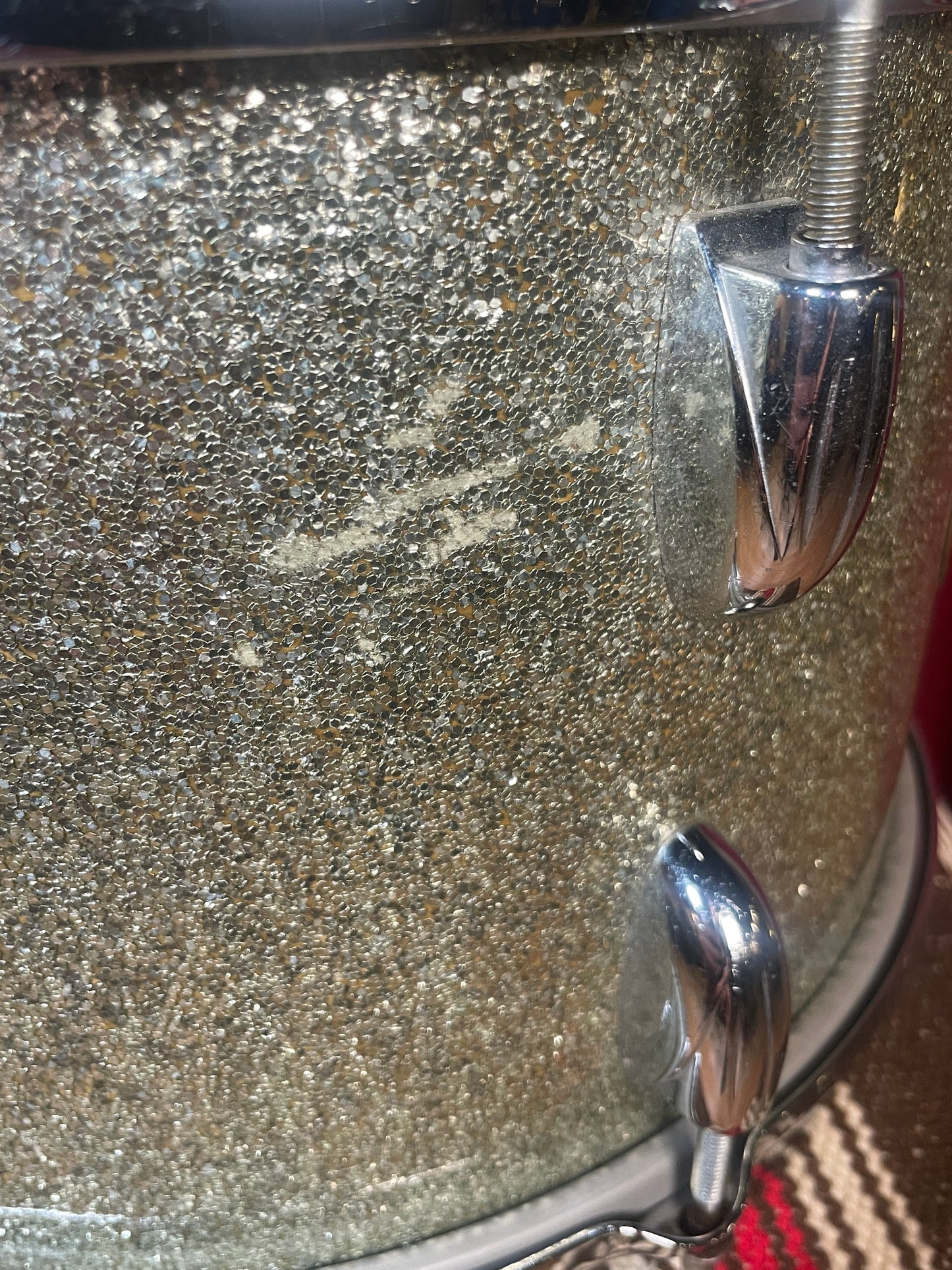 1950s Gretsch 8x12 Round Badge Tom Drum Silver Sparkle